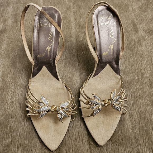 Rene Caovilla Shoes - Rene Caovilla exquisite highly ornate rhinestone and metal heels